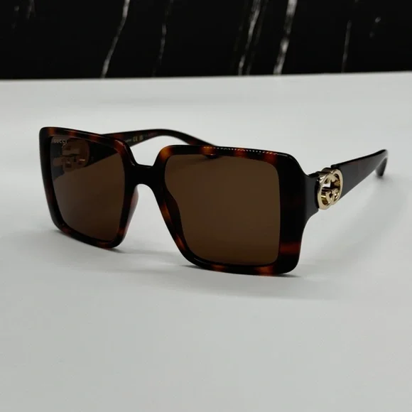 NEW GUCCI GG1692S 002 HAVANA BROWN SQUARE WOMEN GUCCI SUNGLASSES - Picture 1 of 11